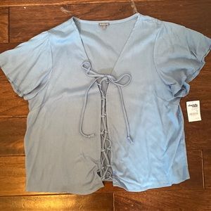 Power Blue lace up top